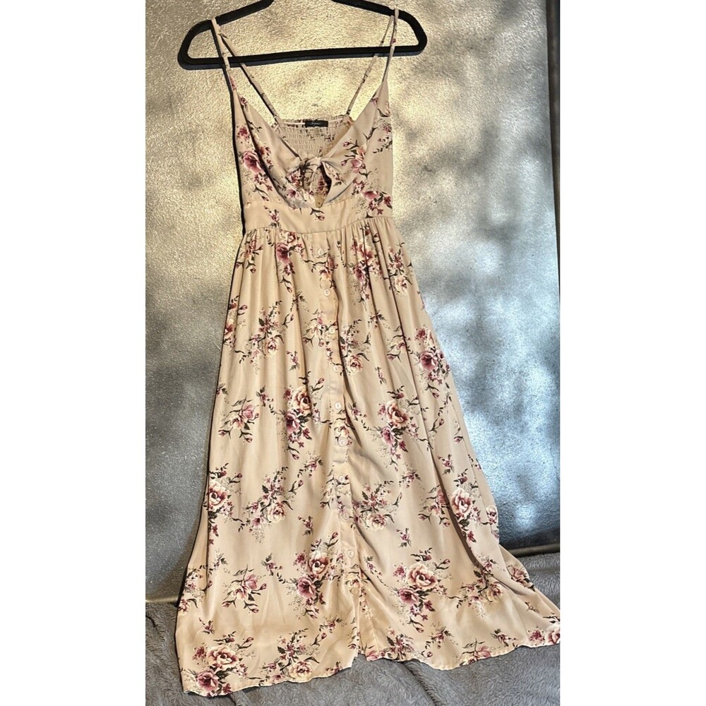 Soprano Floral Sleeveless Dress XS Pink Rose Front Tie Cottagecore Femme Girlie
